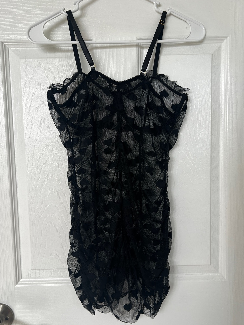 Sheer Black Heart-Print Slip Dress